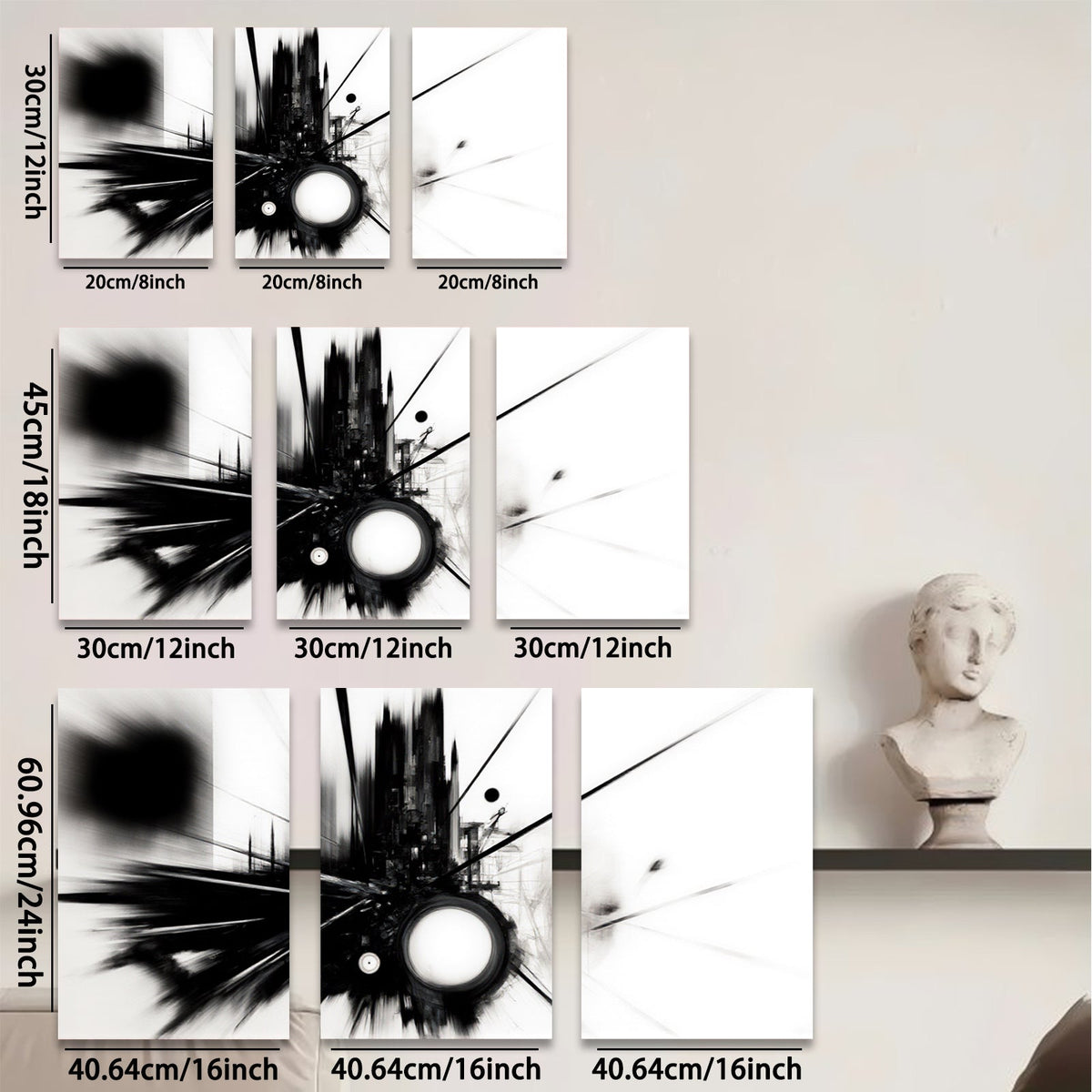 2D flat 1pc abstract black energy burst modern wall art for living room bedroom office decor farmhouse style gallery wrapped canvas prints
