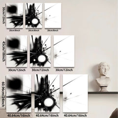2D flat 1pc abstract black energy burst modern wall art for living room bedroom office decor farmhouse style gallery wrapped canvas prints