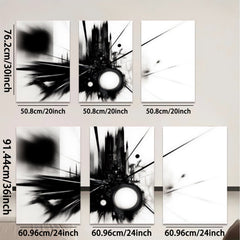2D flat 1pc abstract black energy burst modern wall art for living room bedroom office decor farmhouse style gallery wrapped canvas prints
