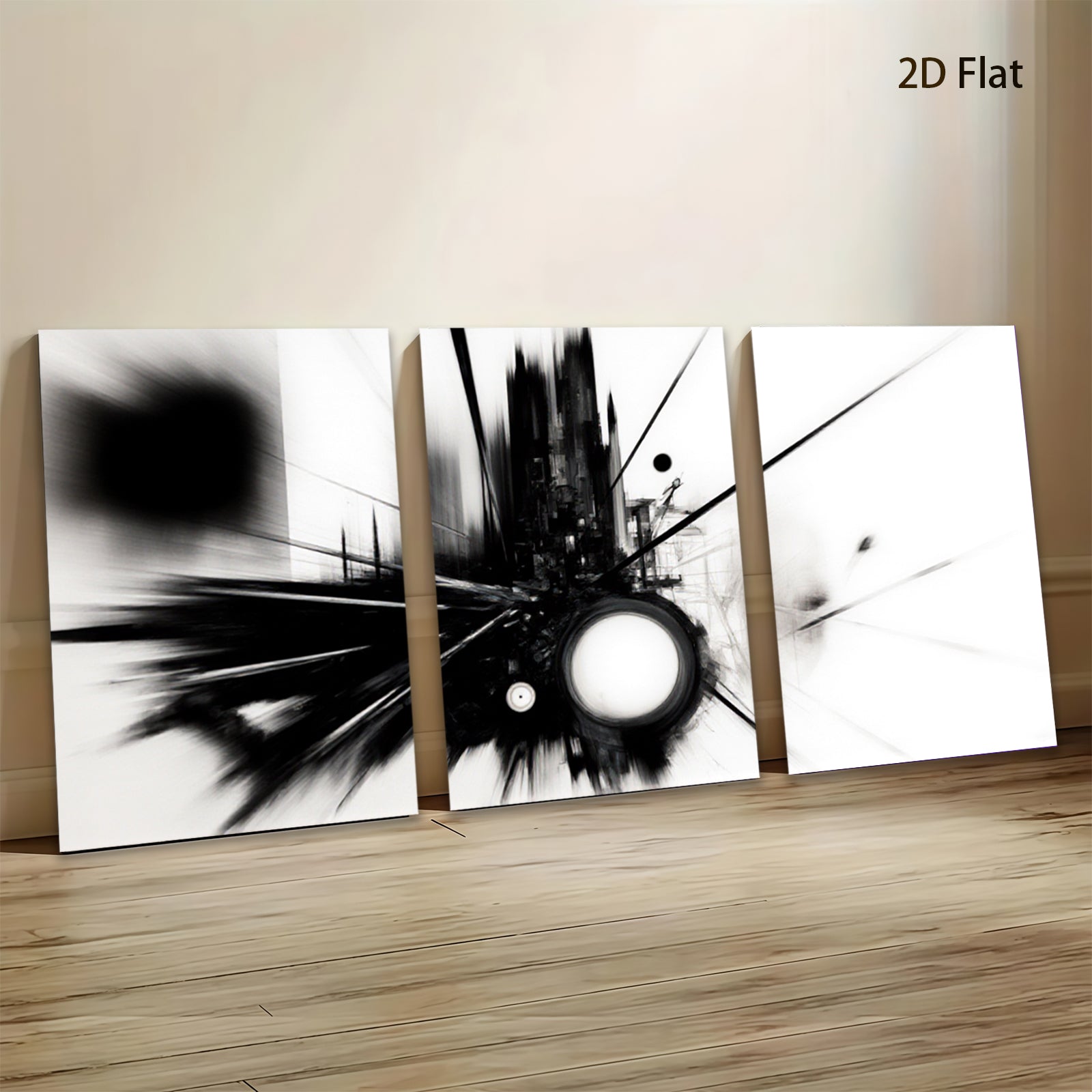 2D flat 1pc abstract black energy burst modern wall art for living room bedroom office decor farmhouse style gallery wrapped canvas prints
