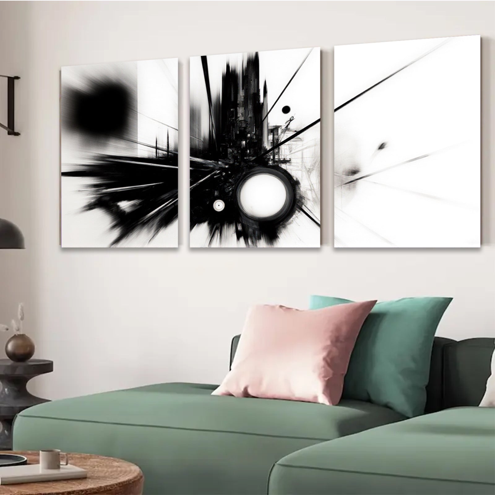 2D flat 1pc abstract black energy burst modern wall art for living room bedroom office decor farmhouse style gallery wrapped canvas prints