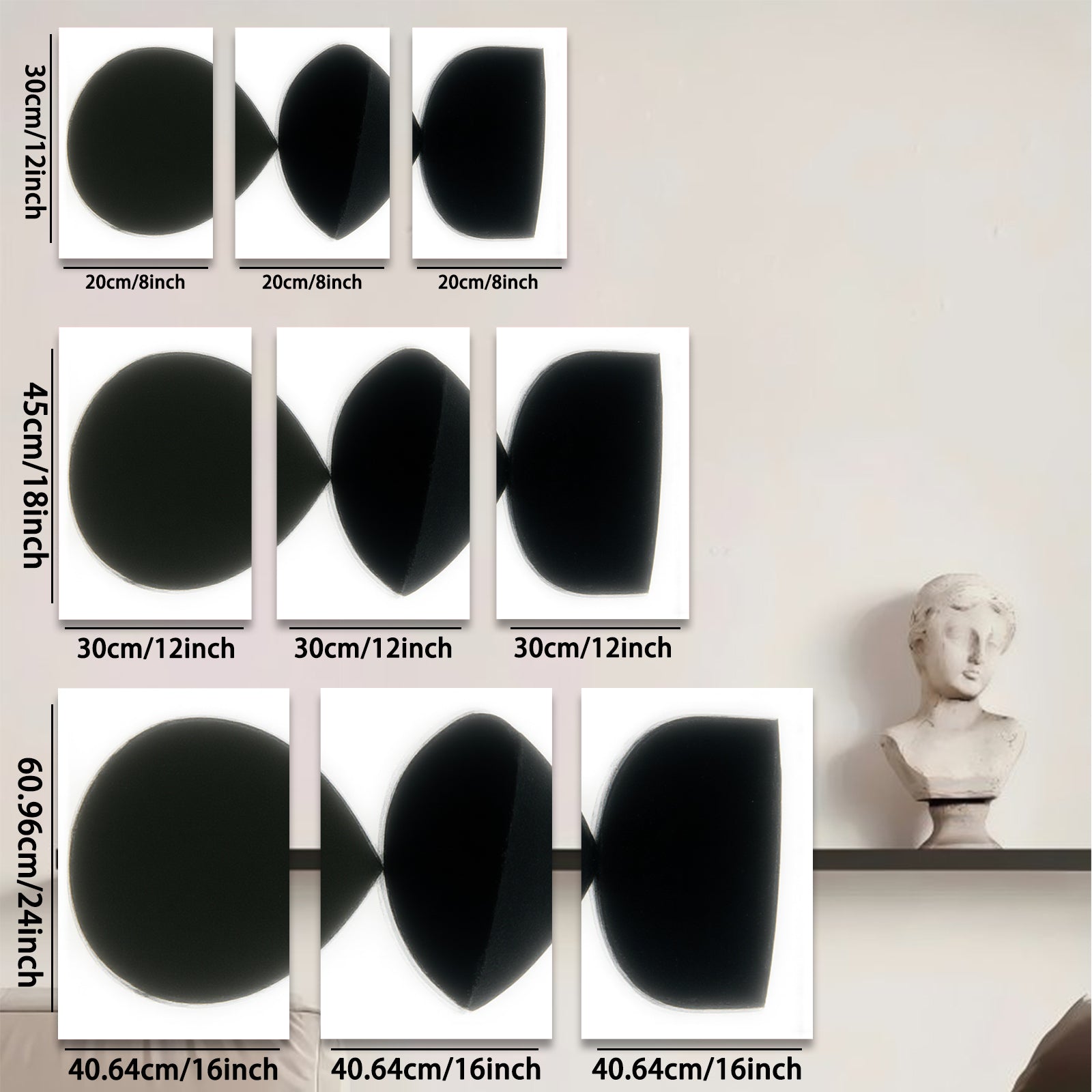 2D flat 1pc abstract black geometric shapes modern minimalist wall art canvas prints for living room bedroom office decor farmhouse style gallery wrapped timeless elegance