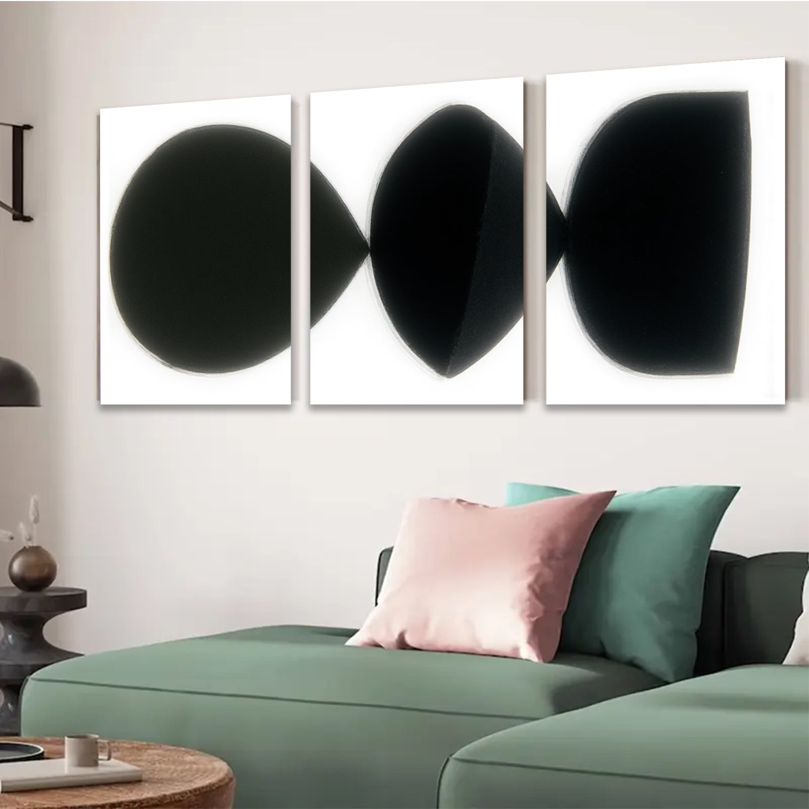 2D flat 1pc abstract black geometric shapes modern minimalist wall art canvas prints for living room bedroom office decor farmhouse style gallery wrapped timeless elegance