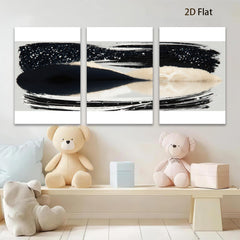 2D flat 1pc abstract black white brushstroke modern wall art canvas prints living room bedroom home decor farmhouse style gallery wrapped ready to hang