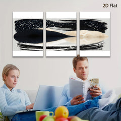 2D flat 1pc abstract black white brushstroke modern wall art canvas prints living room bedroom home decor farmhouse style gallery wrapped ready to hang