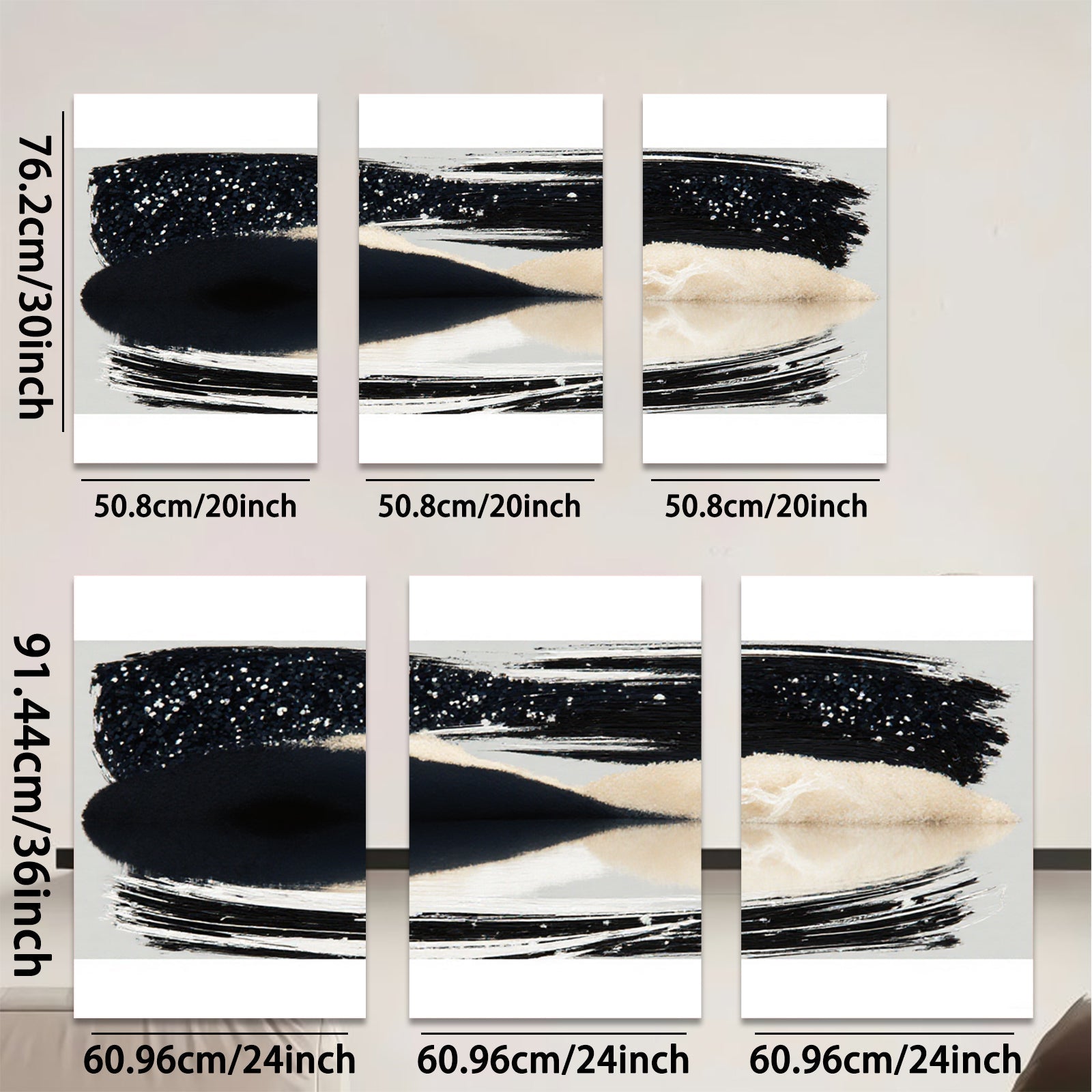 2D flat 1pc abstract black white brushstroke modern wall art canvas prints living room bedroom home decor farmhouse style gallery wrapped ready to hang