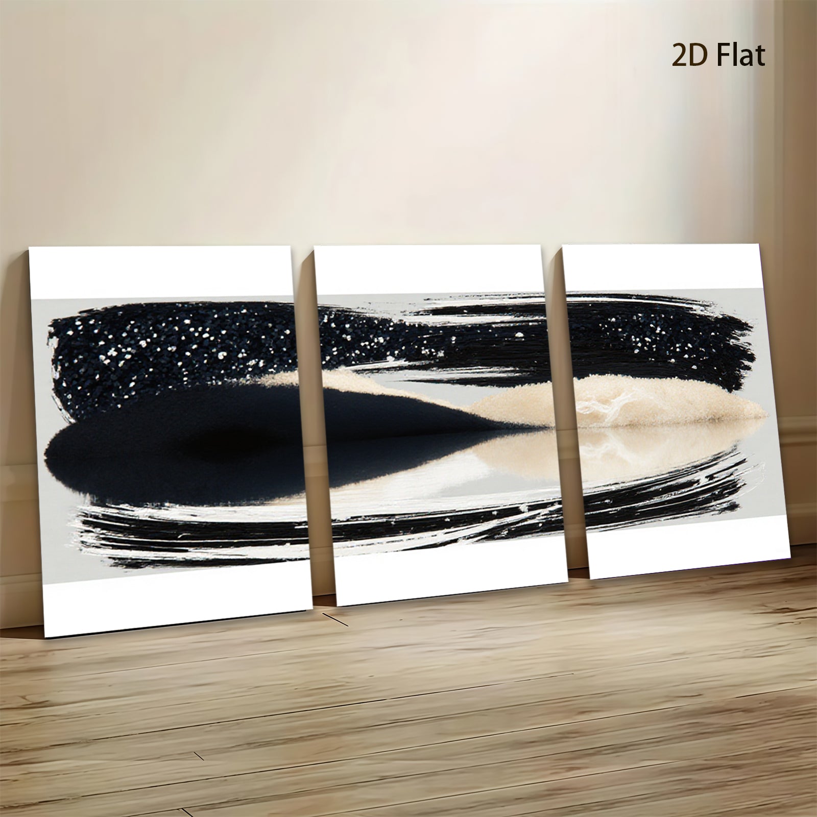 2D flat 1pc abstract black white brushstroke modern wall art canvas prints living room bedroom home decor farmhouse style gallery wrapped ready to hang