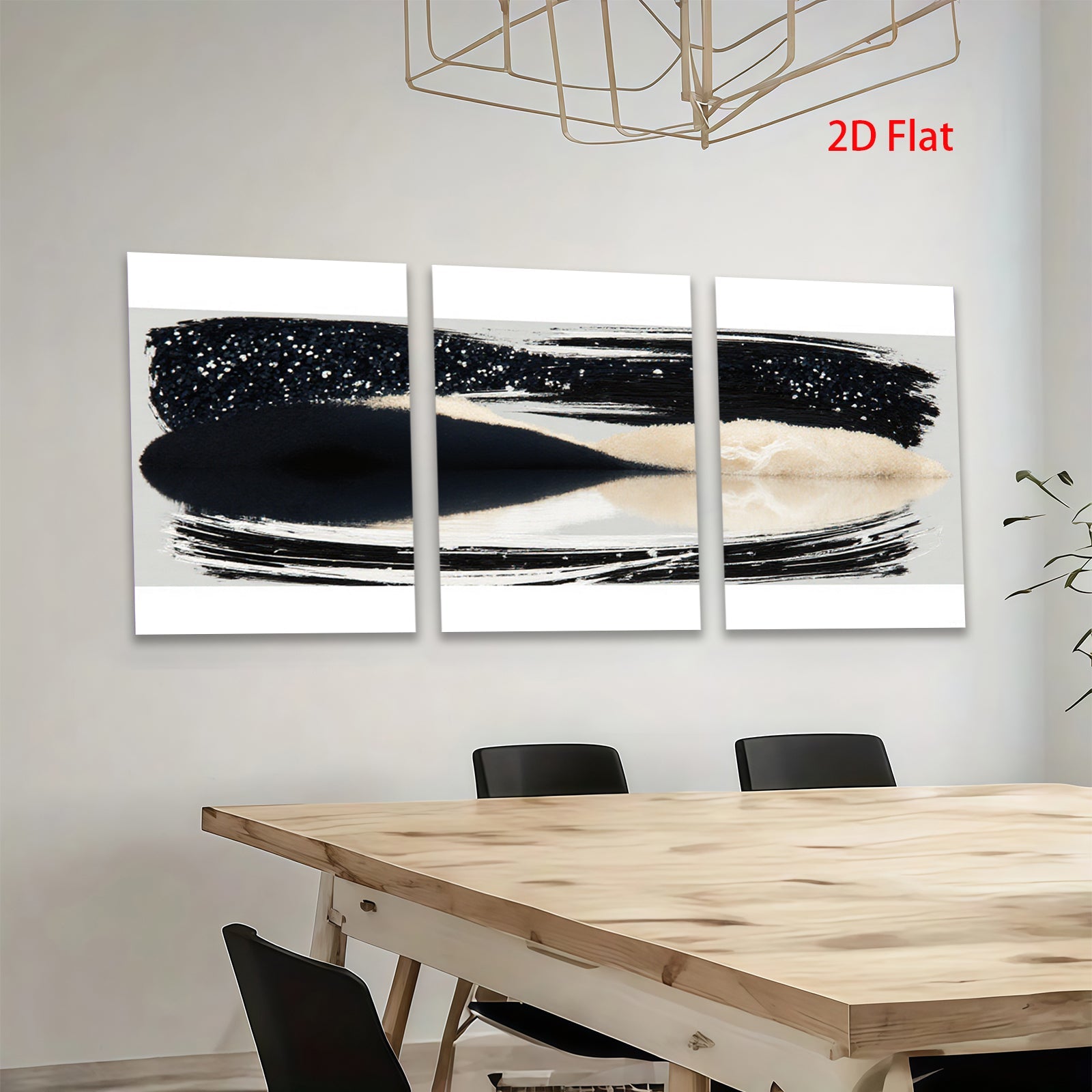 2D flat 1pc abstract black white brushstroke modern wall art canvas prints living room bedroom home decor farmhouse style gallery wrapped ready to hang