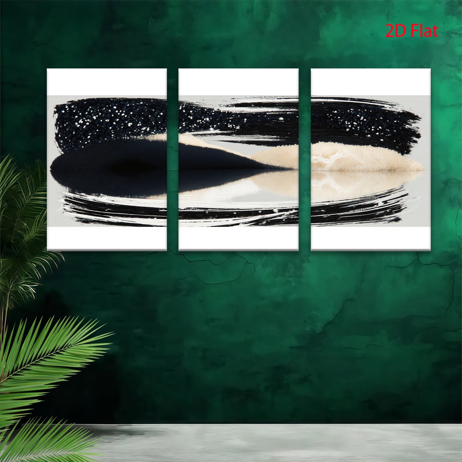 2D flat 1pc abstract black white brushstroke modern wall art canvas prints living room bedroom home decor farmhouse style gallery wrapped ready to hang