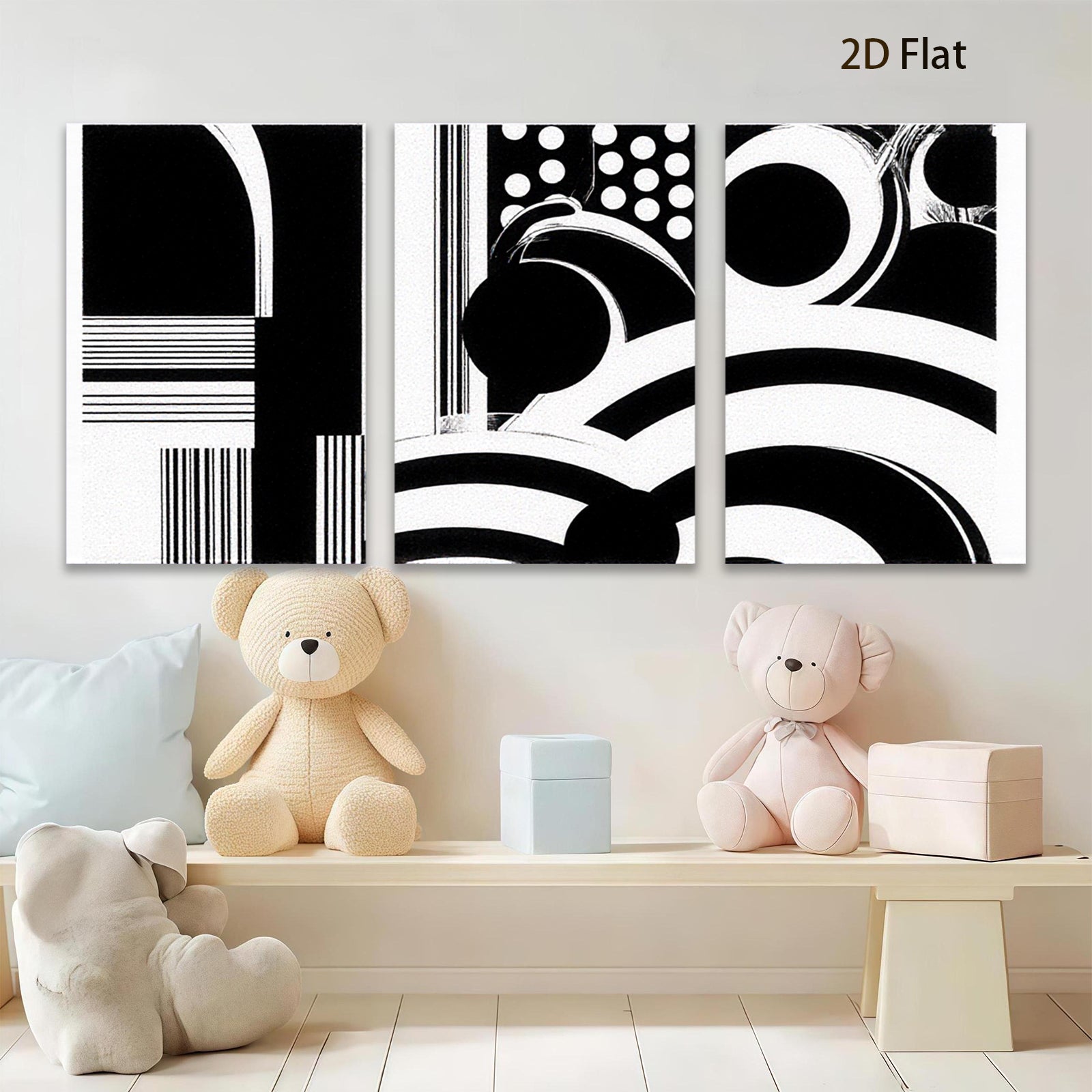 2D flat 1pc abstract black white geometric lines modern wall art canvas prints for living room bedroom office decor farmhouse style gallery wrapped