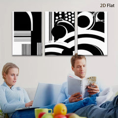 2D flat 1pc abstract black white geometric lines modern wall art canvas prints for living room bedroom office decor farmhouse style gallery wrapped