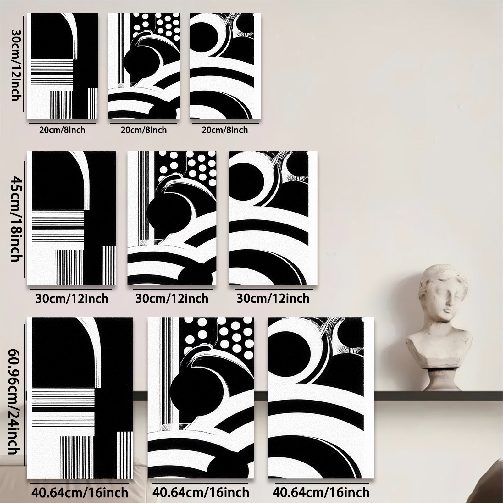 2D flat 1pc abstract black white geometric lines modern wall art canvas prints for living room bedroom office decor farmhouse style gallery wrapped