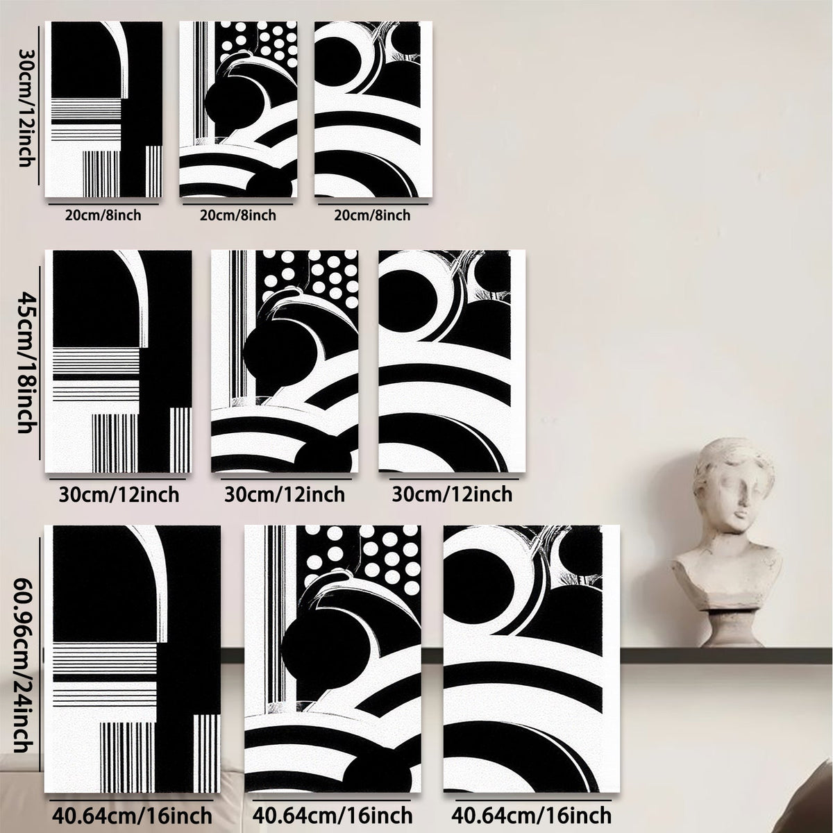 2D flat 1pc abstract black white geometric lines modern wall art canvas prints for living room bedroom office decor farmhouse style gallery wrapped