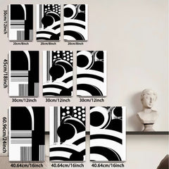 2D flat 1pc abstract black white geometric lines modern wall art canvas prints for living room bedroom office decor farmhouse style gallery wrapped