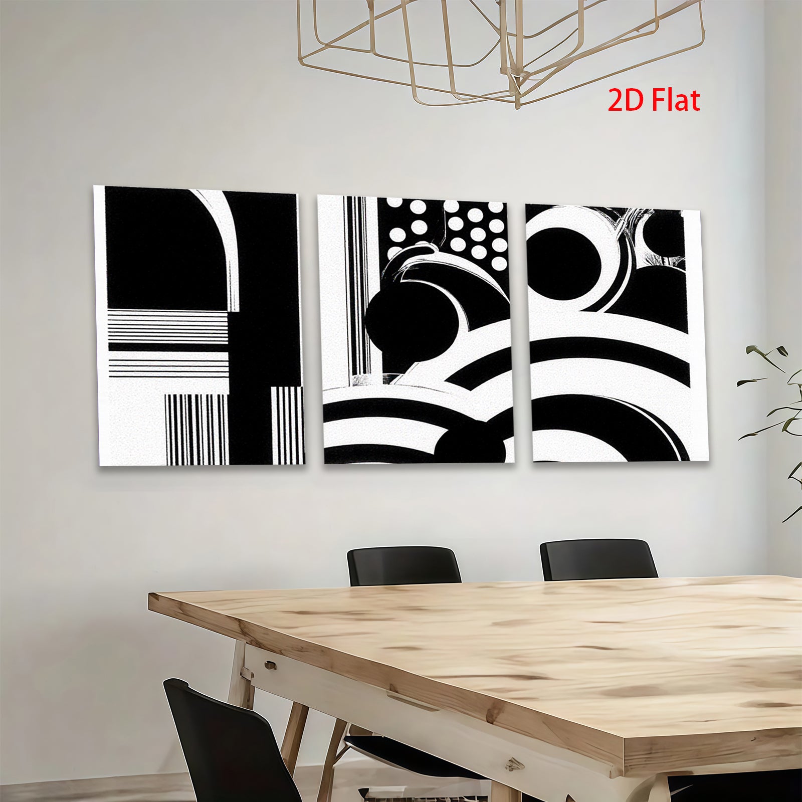 2D flat 1pc abstract black white geometric lines modern wall art canvas prints for living room bedroom office decor farmhouse style gallery wrapped