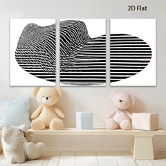 2D flat 1pc abstract black white lines modern wall art decor living room bedroom minimalist gallery wrapped canvas prints farmhouse style home decoration