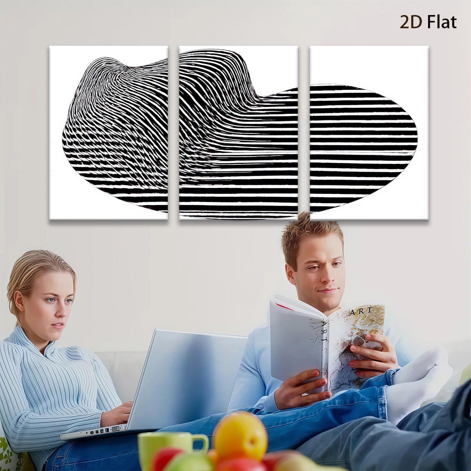 2D flat 1pc abstract black white lines modern wall art decor living room bedroom minimalist gallery wrapped canvas prints farmhouse style home decoration