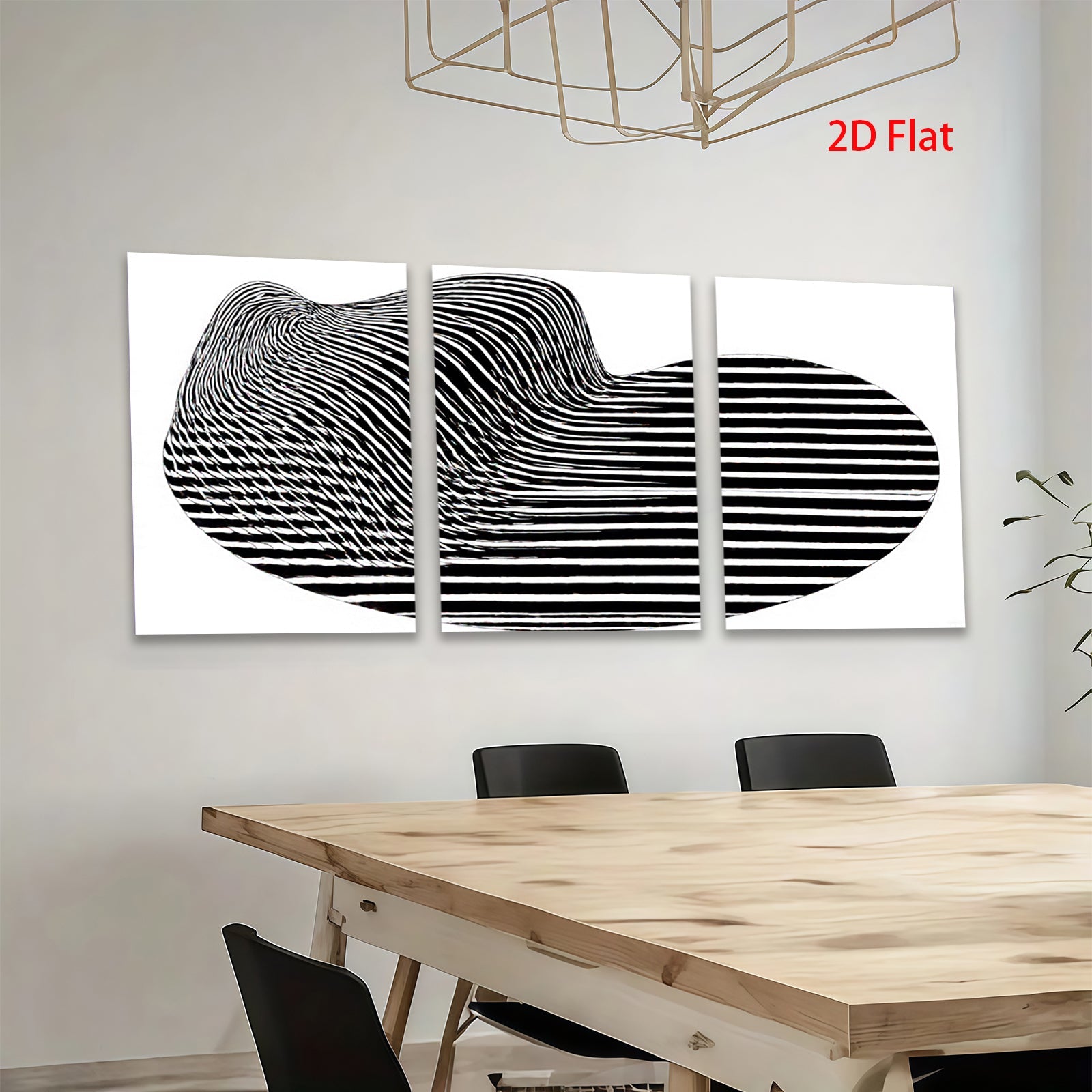 2D flat 1pc abstract black white lines modern wall art decor living room bedroom minimalist gallery wrapped canvas prints farmhouse style home decoration