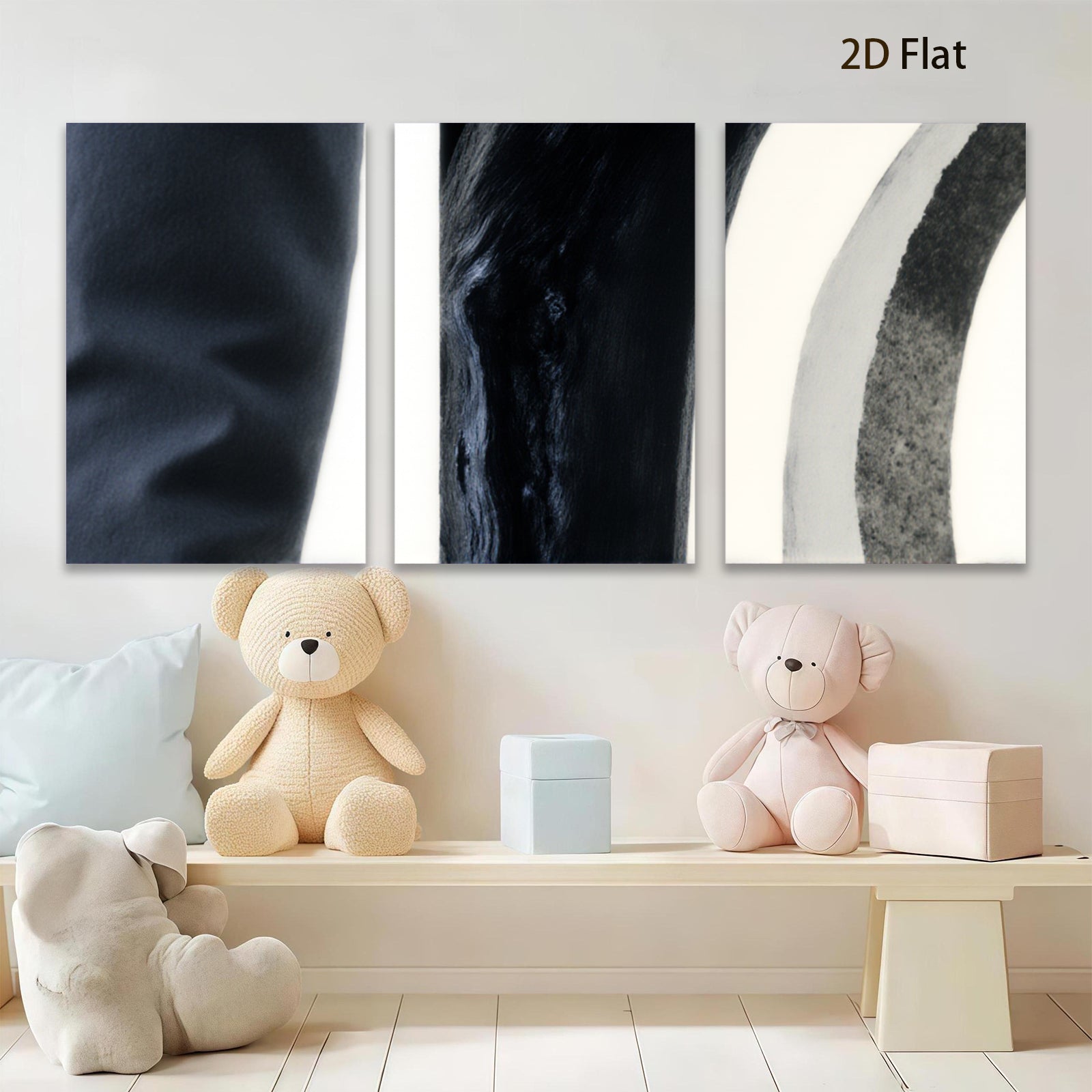 2D flat 1pc abstract black wood texture modern wall art for living room bedroom home decor farmhouse style gallery wrapped canvas prints