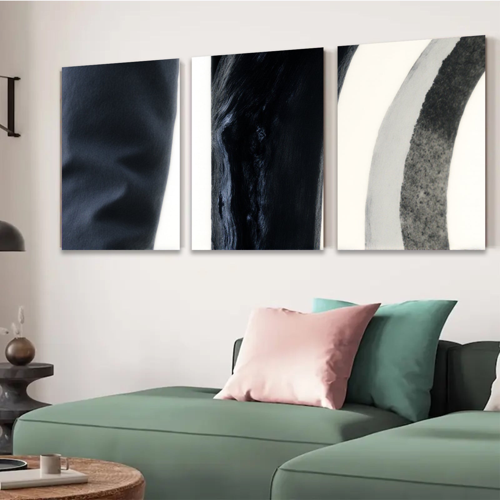 2D flat 1pc abstract black wood texture modern wall art for living room bedroom home decor farmhouse style gallery wrapped canvas prints