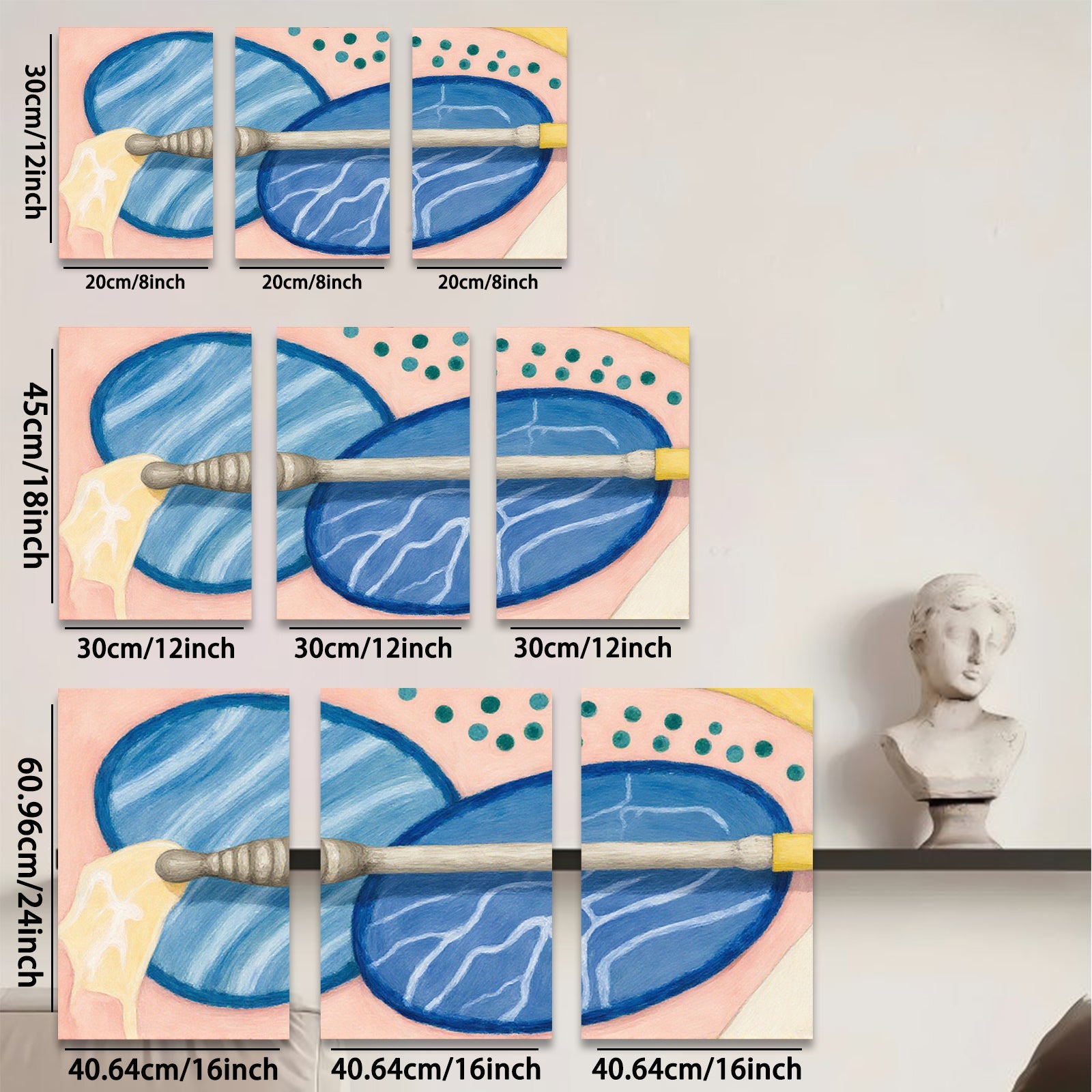 2D flat 1pc abstract blue botanical art modern farmhouse wall decor living room bedroom office cozy vibes trending now