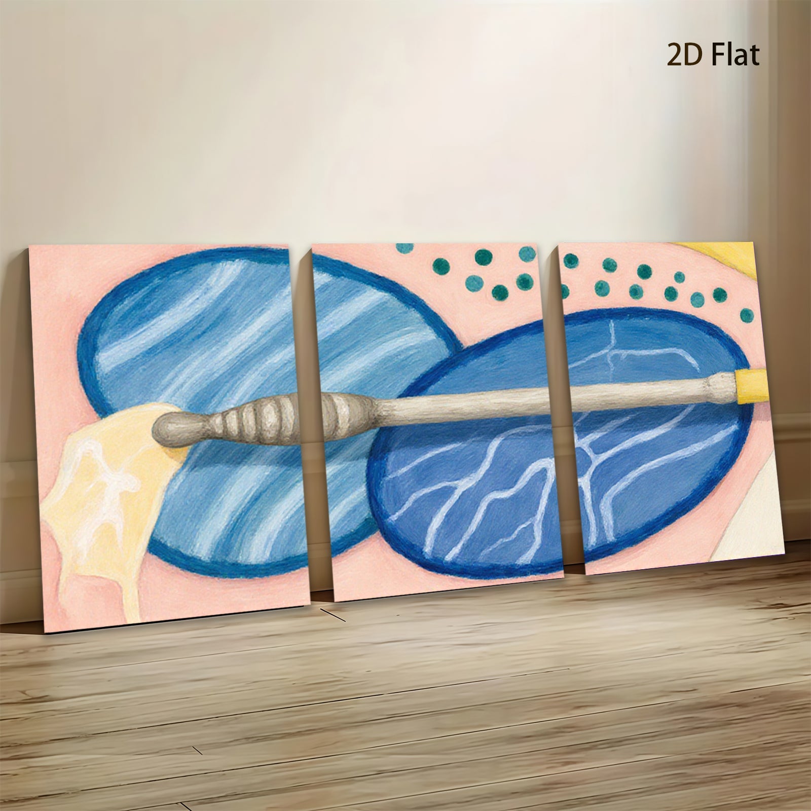 2D flat 1pc abstract blue botanical art modern farmhouse wall decor living room bedroom office cozy vibes trending now