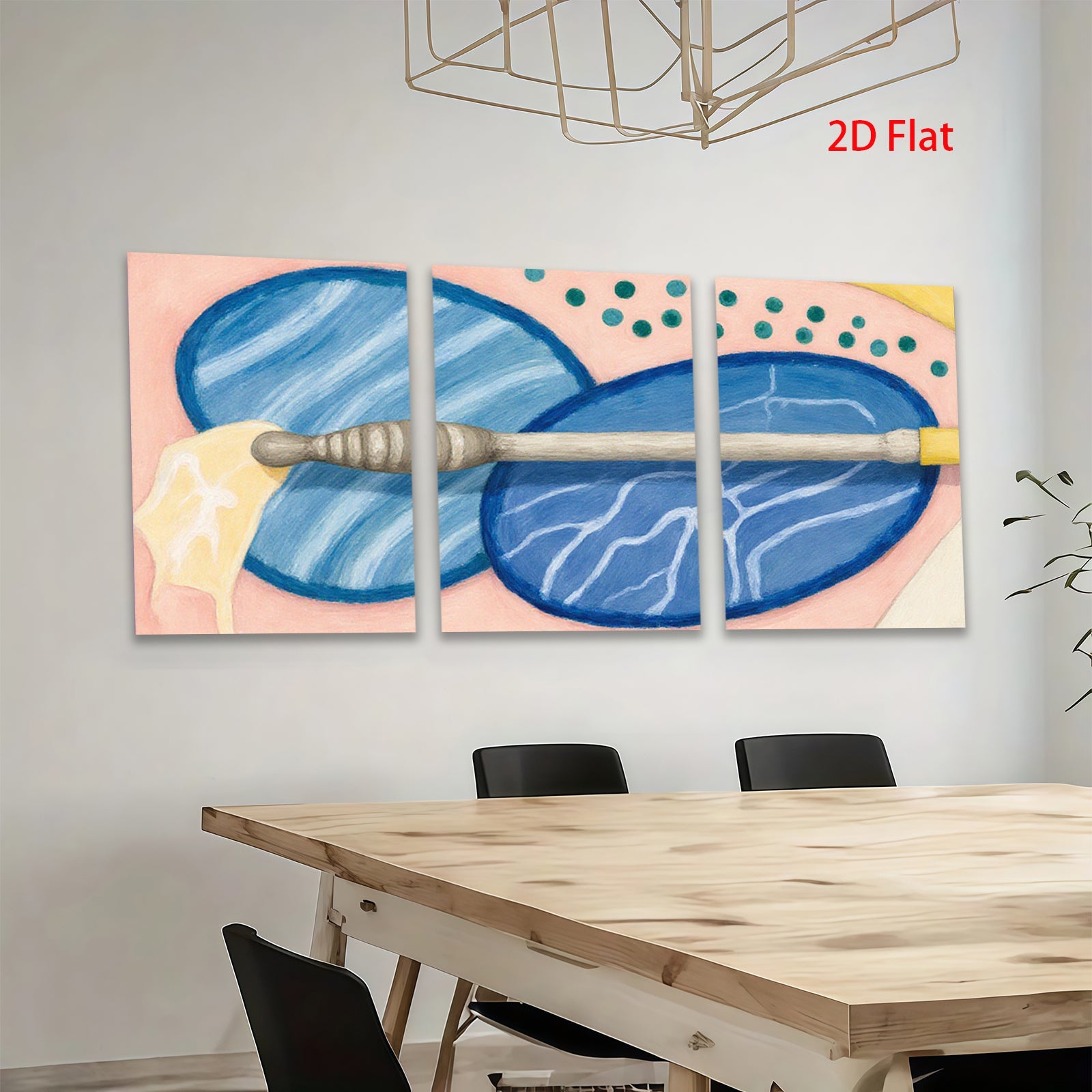 2D flat 1pc abstract blue botanical art modern farmhouse wall decor living room bedroom office cozy vibes trending now