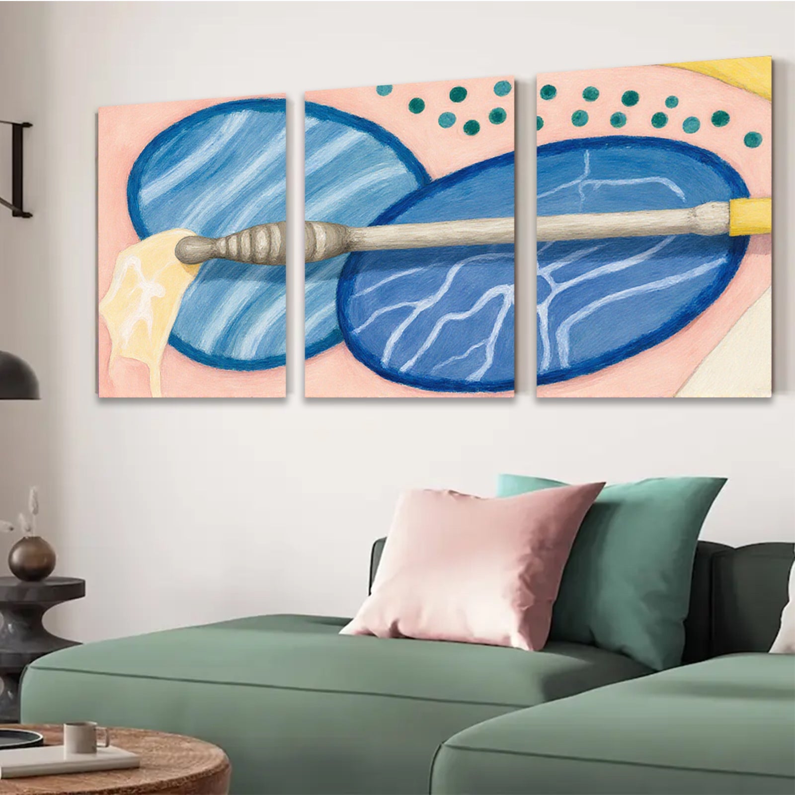 2D flat 1pc abstract blue botanical art modern farmhouse wall decor living room bedroom office cozy vibes trending now