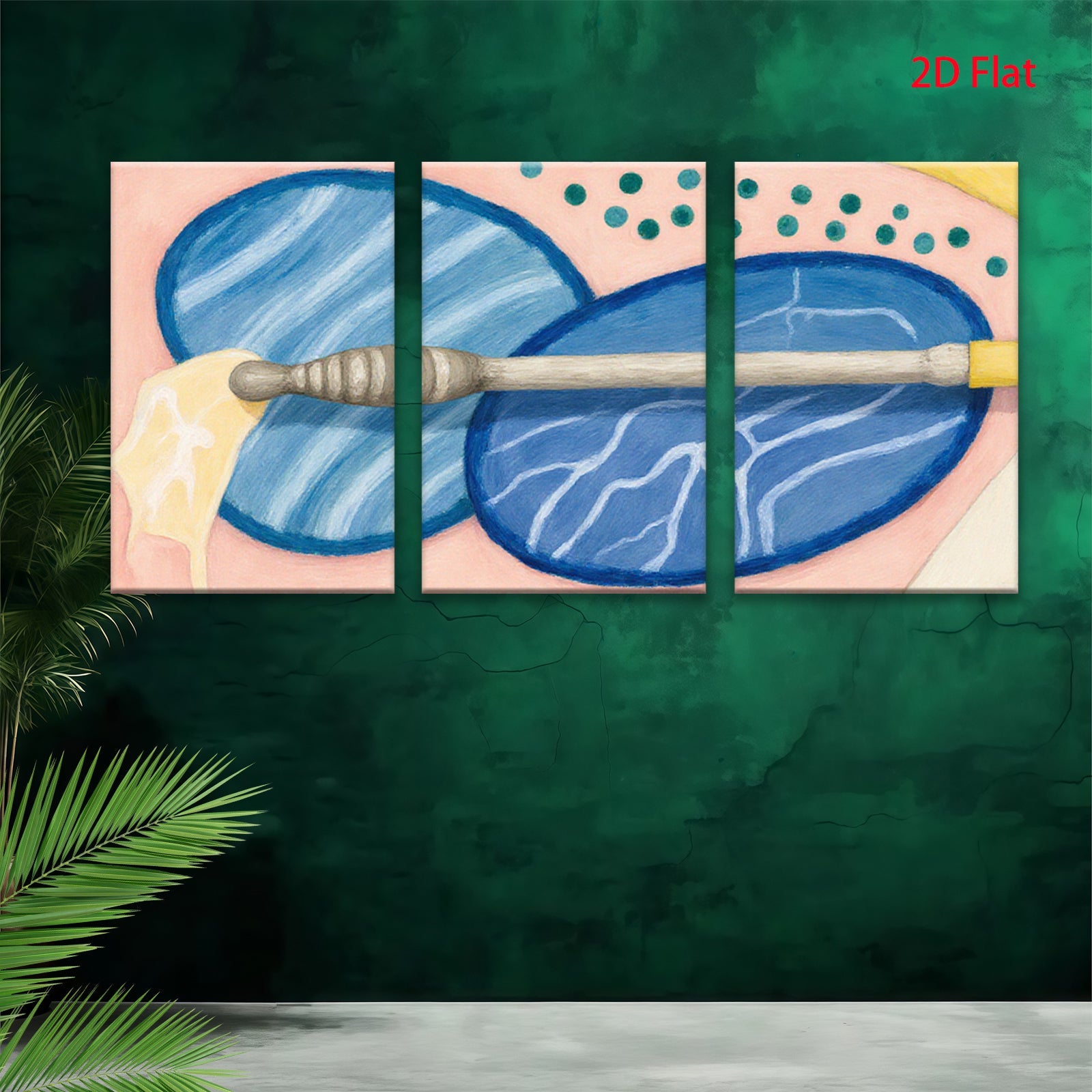 2D flat 1pc abstract blue botanical art modern farmhouse wall decor living room bedroom office cozy vibes trending now
