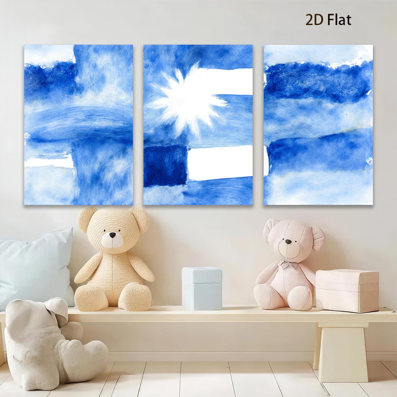 2D flat 1pc abstract blue brushstroke modern wall art for living room bedroom gallery wrapped canvas prints farmhouse decor botanical minimalist statement piece