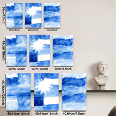 2D flat 1pc abstract blue brushstroke modern wall art for living room bedroom gallery wrapped canvas prints farmhouse decor botanical minimalist statement piece