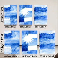 2D flat 1pc abstract blue brushstroke modern wall art for living room bedroom gallery wrapped canvas prints farmhouse decor botanical minimalist statement piece