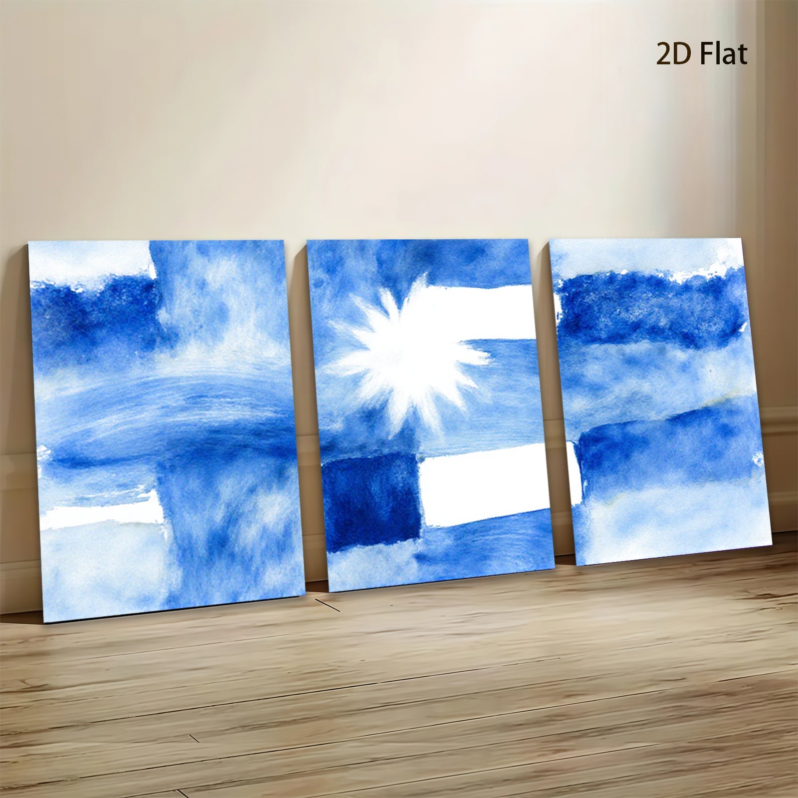 2D flat 1pc abstract blue brushstroke modern wall art for living room bedroom gallery wrapped canvas prints farmhouse decor botanical minimalist statement piece