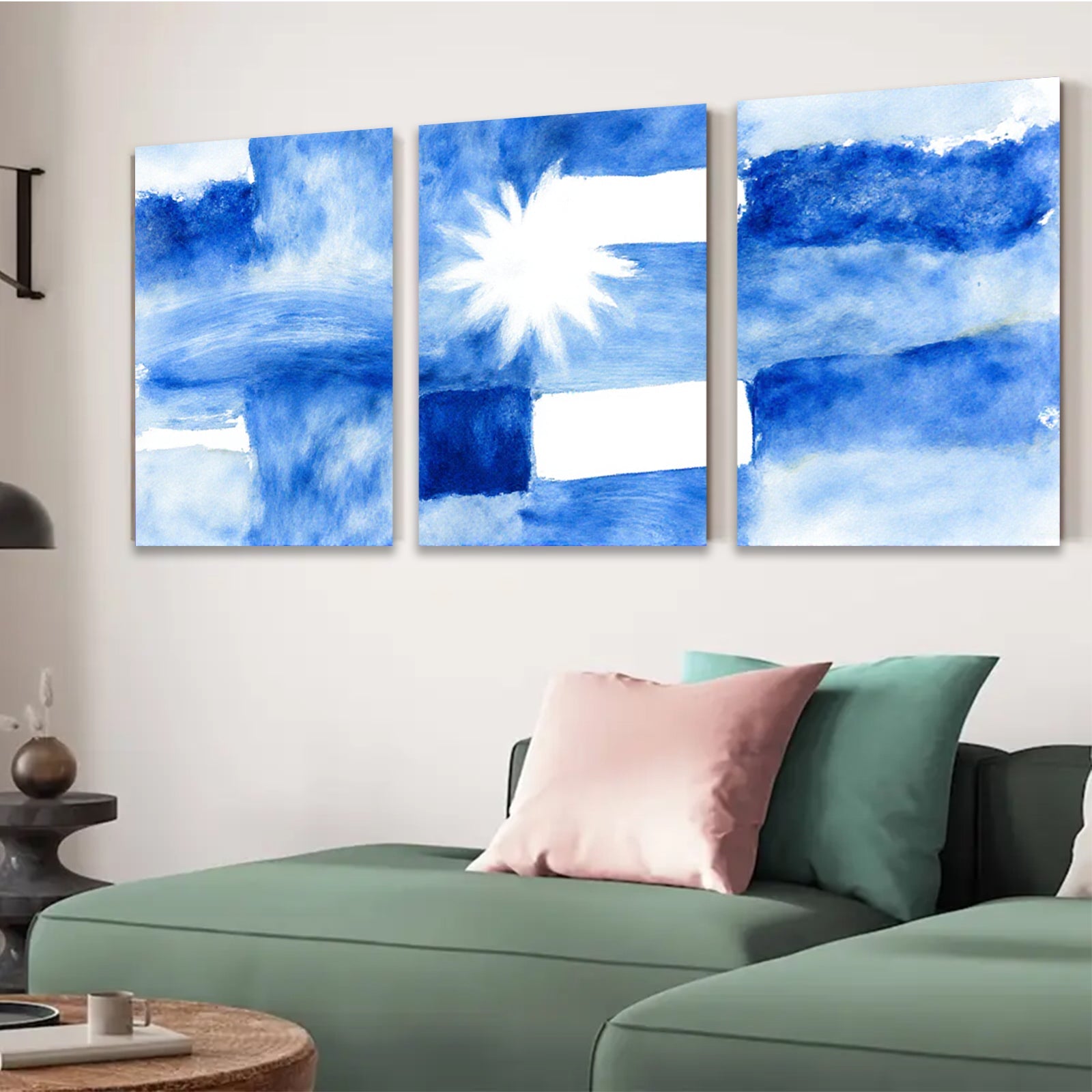 2D flat 1pc abstract blue brushstroke modern wall art for living room bedroom gallery wrapped canvas prints farmhouse decor botanical minimalist statement piece