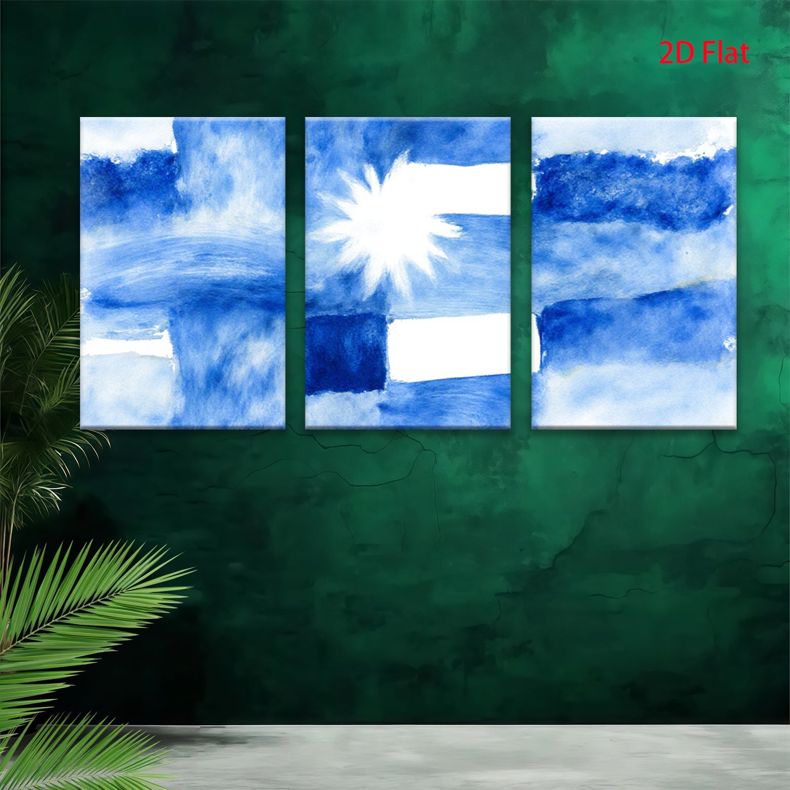 2D flat 1pc abstract blue brushstroke modern wall art for living room bedroom gallery wrapped canvas prints farmhouse decor botanical minimalist statement piece