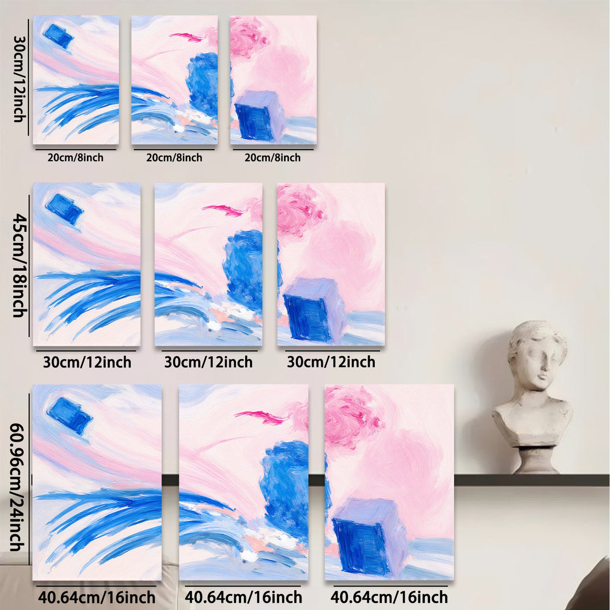 2D flat 1pc abstract blue brushstrokes vibrant modern wall art living room bedroom decor farmhouse style gallery wrapped canvas prints cozy home