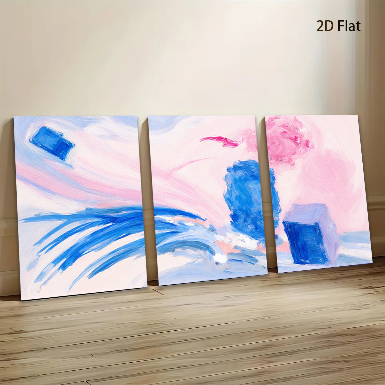2D flat 1pc abstract blue brushstrokes vibrant modern wall art living room bedroom decor farmhouse style gallery wrapped canvas prints cozy home