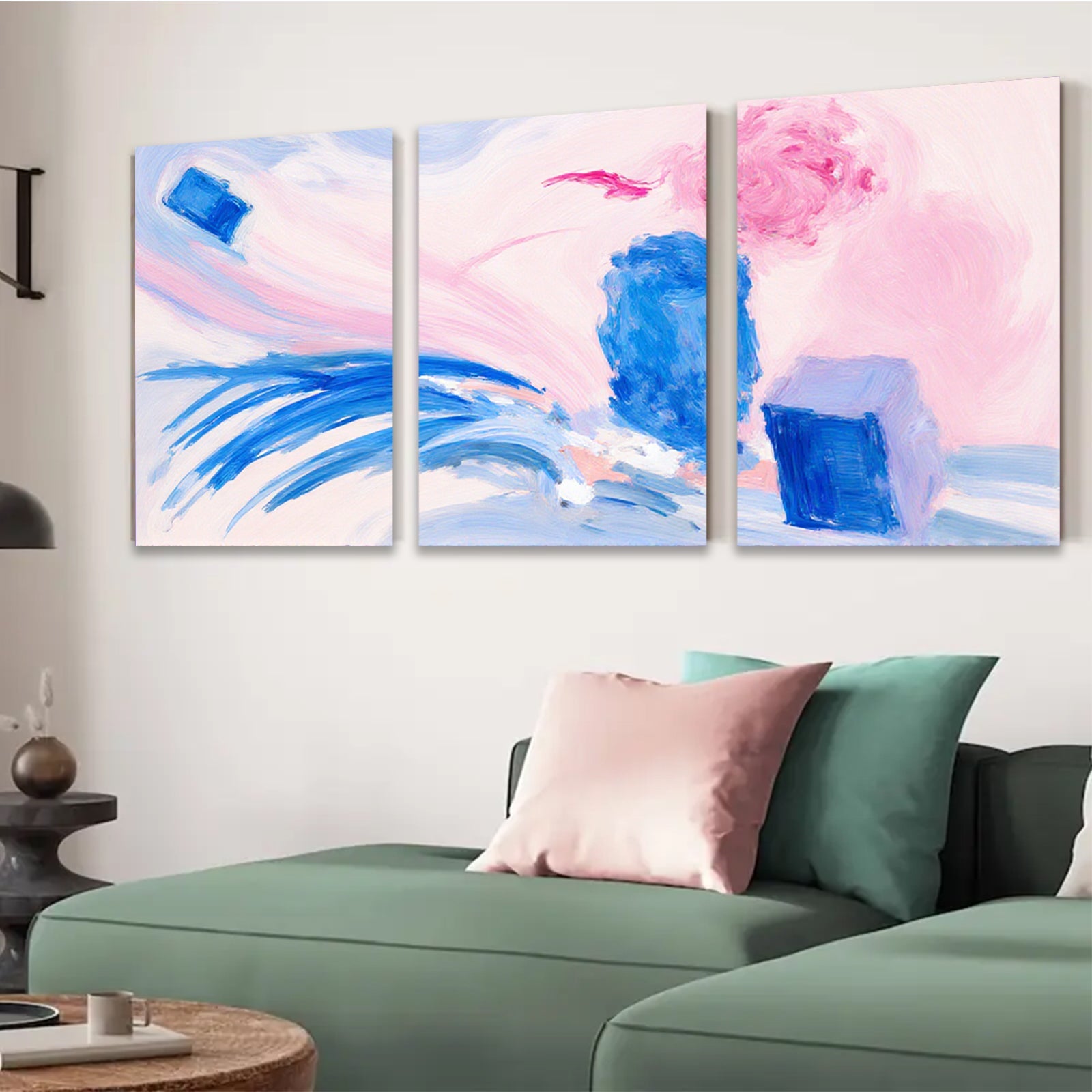 2D flat 1pc abstract blue brushstrokes vibrant modern wall art living room bedroom decor farmhouse style gallery wrapped canvas prints cozy home