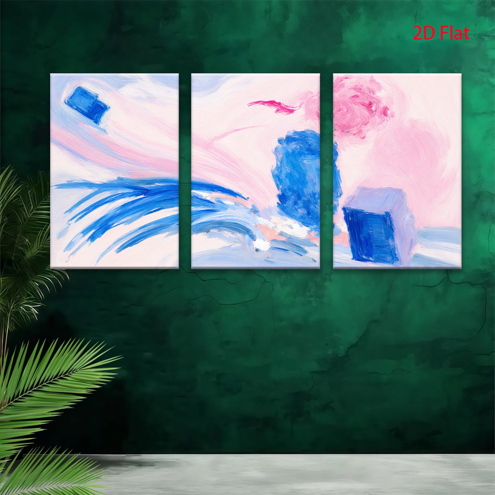 2D flat 1pc abstract blue brushstrokes vibrant modern wall art living room bedroom decor farmhouse style gallery wrapped canvas prints cozy home