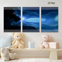 2D flat 1pc abstract blue energy flow wall art canvas prints for living room bedroom home decor modern farmhouse style gallery wrapped ready to hang