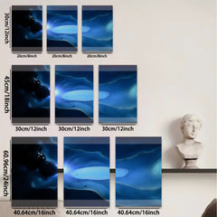 2D flat 1pc abstract blue energy flow wall art canvas prints for living room bedroom home decor modern farmhouse style gallery wrapped ready to hang