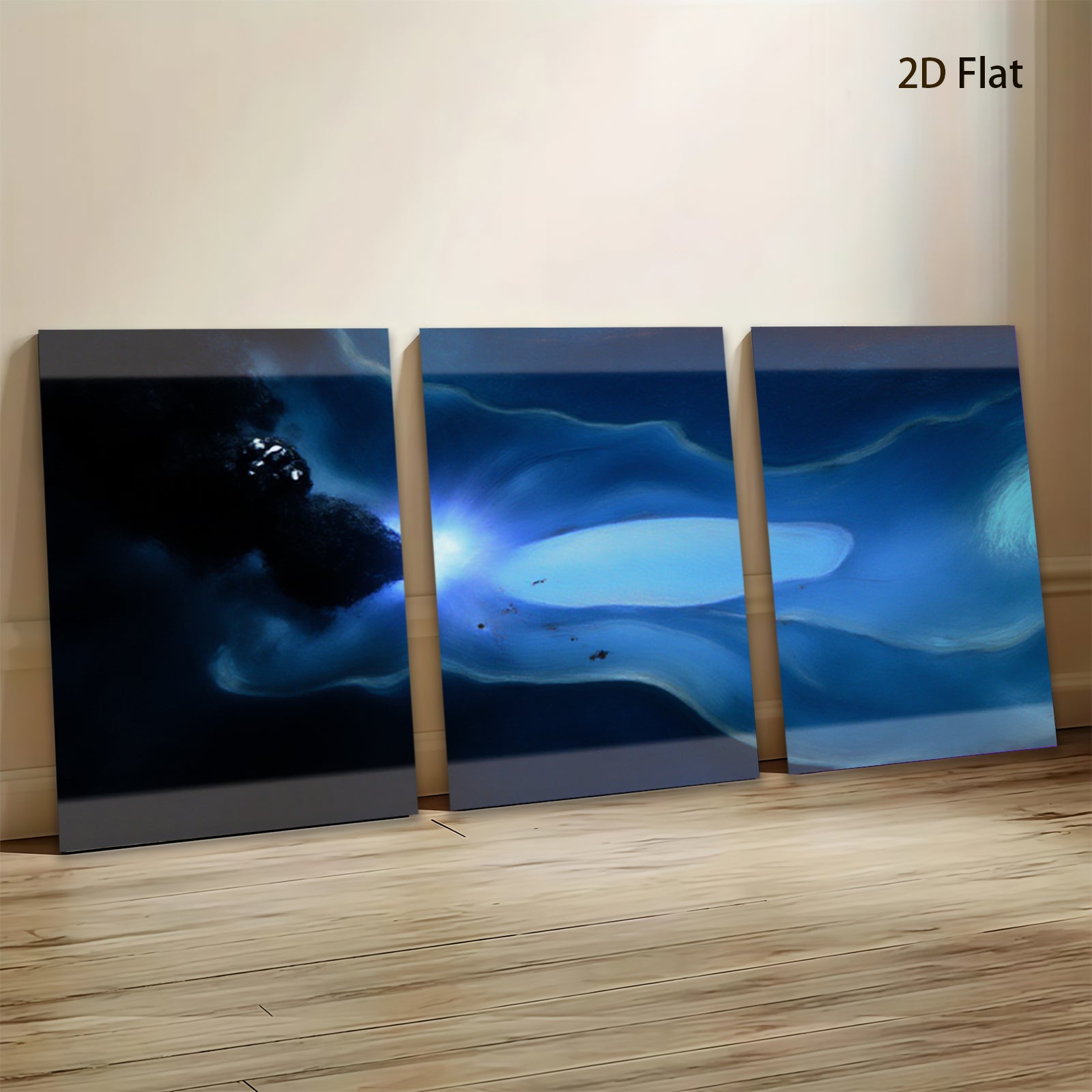 2D flat 1pc abstract blue energy flow wall art canvas prints for living room bedroom home decor modern farmhouse style gallery wrapped ready to hang