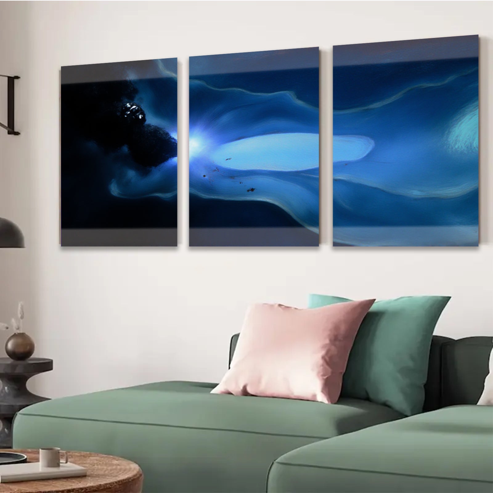 2D flat 1pc abstract blue energy flow wall art canvas prints for living room bedroom home decor modern farmhouse style gallery wrapped ready to hang