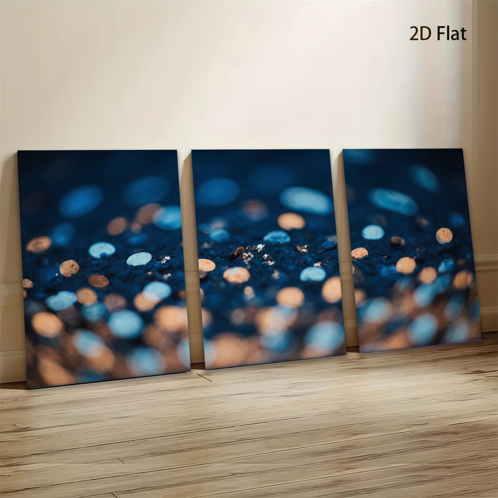 2D flat 1pc abstract blue gold specks modern wall art canvas prints bedroom living room decor farmhouse style gallery wrapped ready to hang