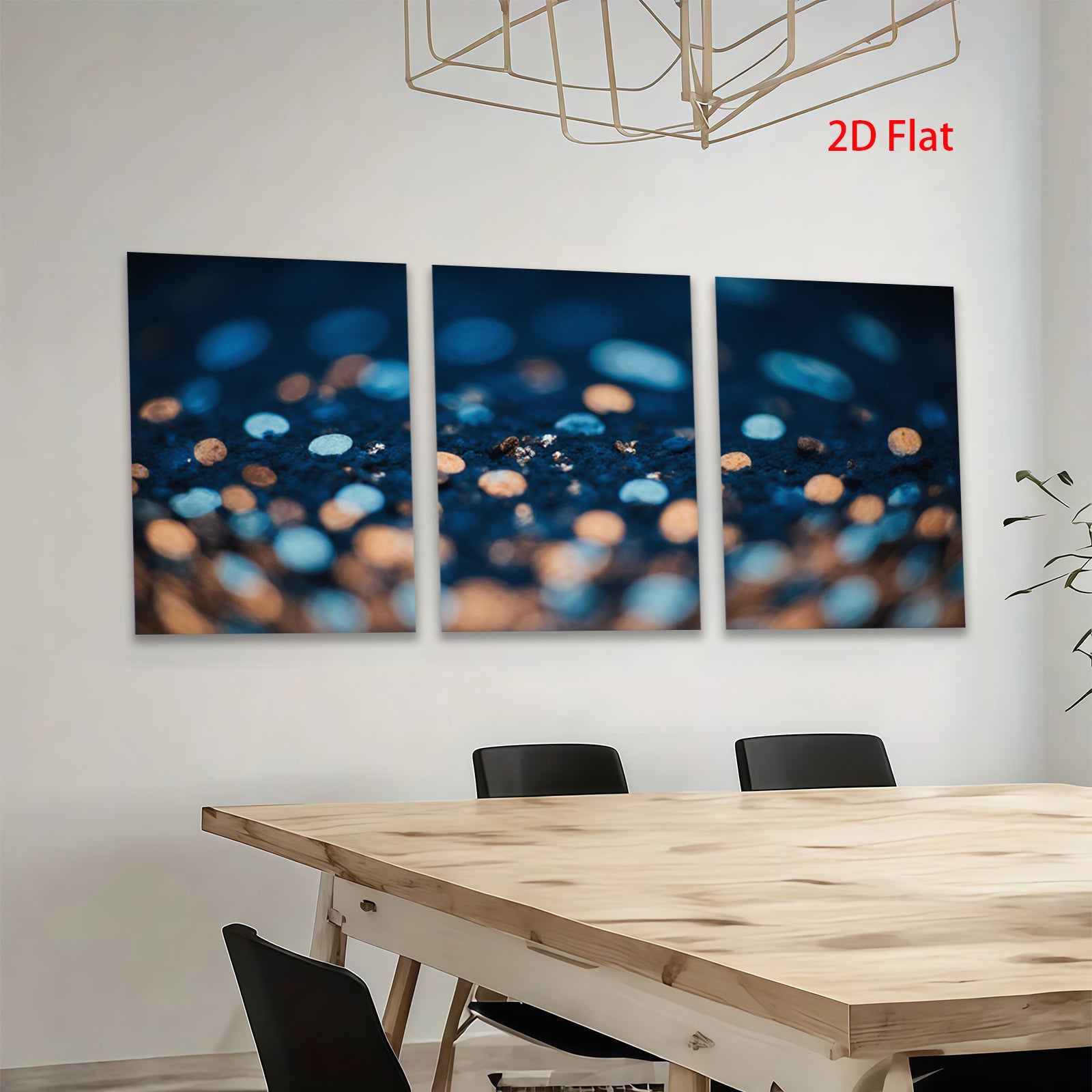 2D flat 1pc abstract blue gold specks modern wall art canvas prints bedroom living room decor farmhouse style gallery wrapped ready to hang