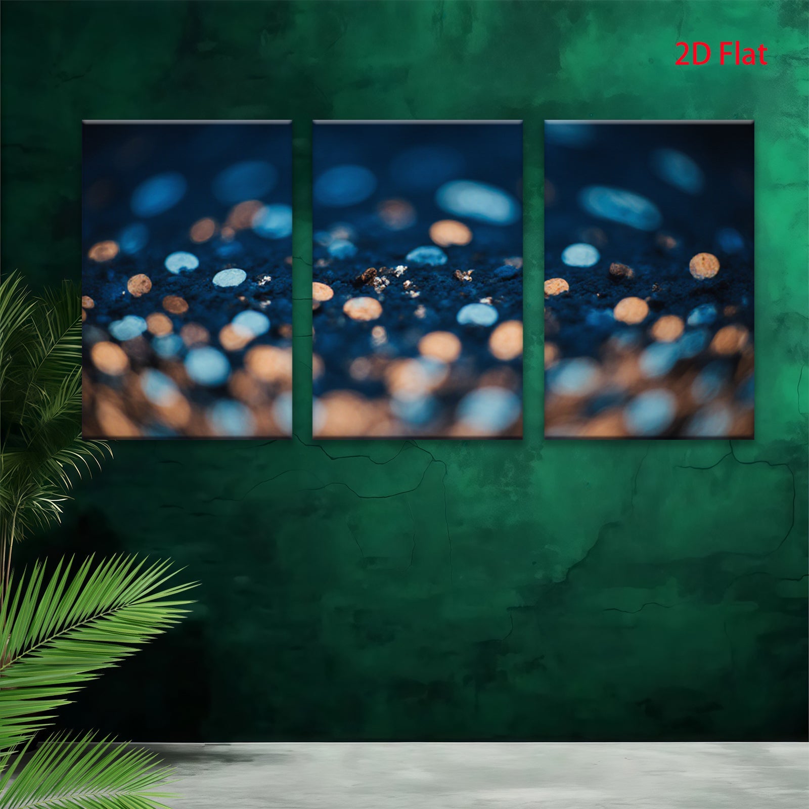 2D flat 1pc abstract blue gold specks modern wall art canvas prints bedroom living room decor farmhouse style gallery wrapped ready to hang