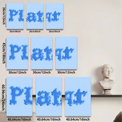 2D flat 1pc abstract blue letter art modern wall decor living room bedroom office gallery wrapped canvas farmhouse style minimalist aesthetic inspirational home decoration trending now popular choice