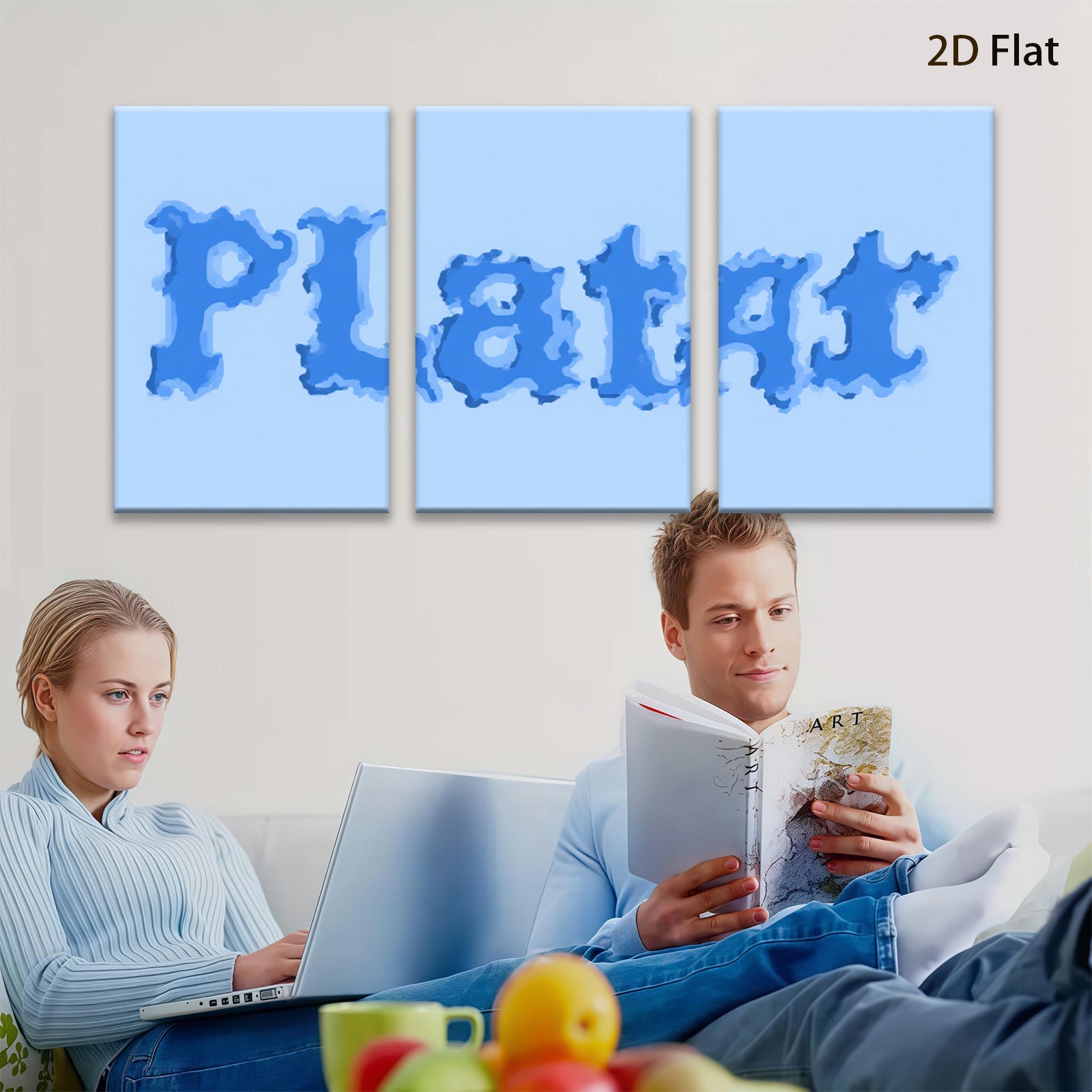 2D flat 1pc abstract blue letter art modern wall decor living room bedroom office gallery wrapped canvas farmhouse style minimalist aesthetic inspirational home decoration trending now popular choice