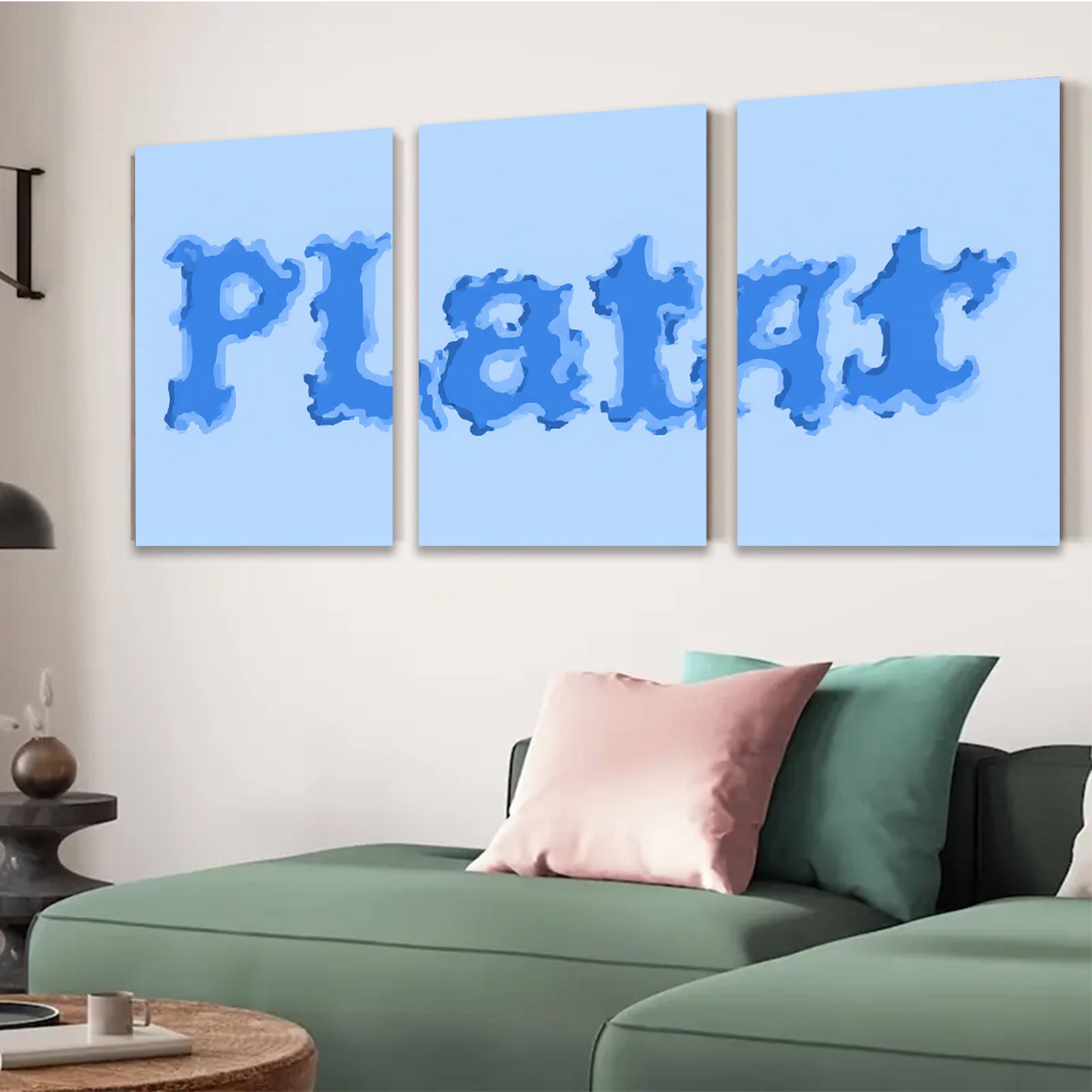 2D flat 1pc abstract blue letter art modern wall decor living room bedroom office gallery wrapped canvas farmhouse style minimalist aesthetic inspirational home decoration trending now popular choice
