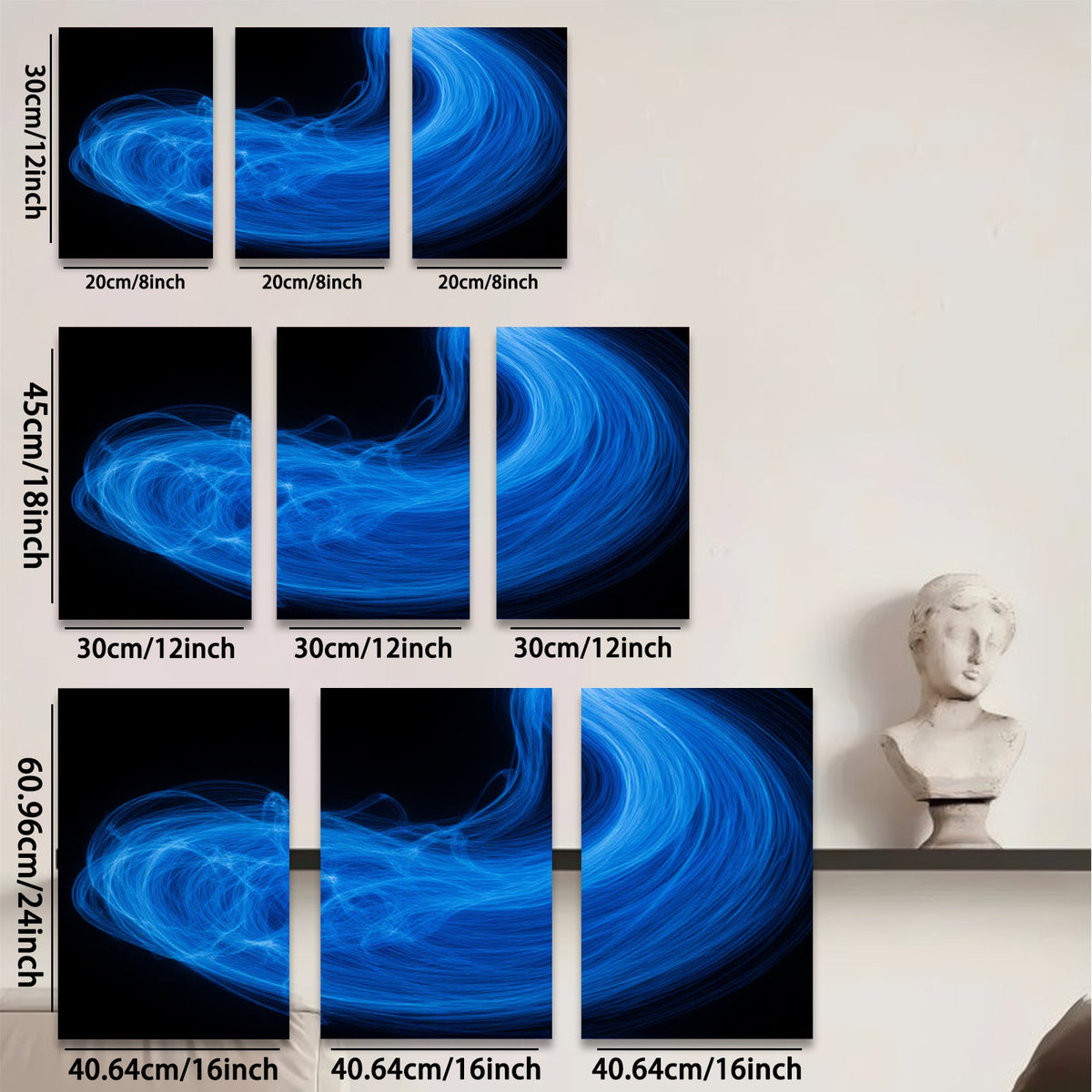 2D flat 1pc abstract blue swirls modern wall art canvas prints for living room bedroom home decor farmhouse style gallery wrapped ready to hang